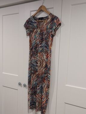 Armani Exchange Paris Multicolor Striped Wave-Print Midi Dress